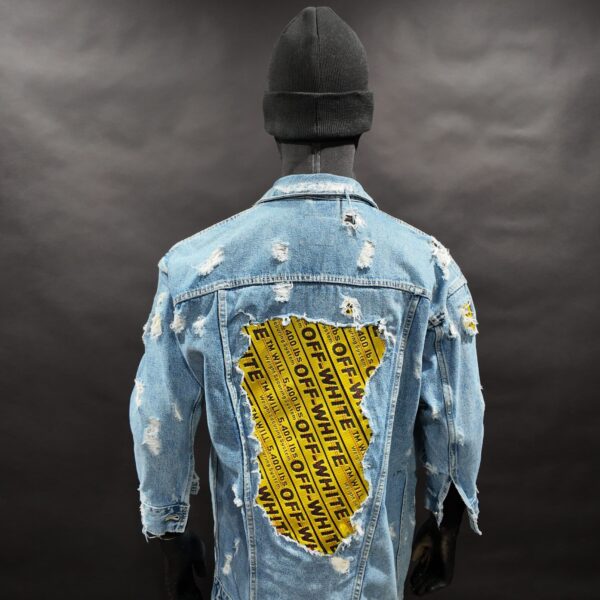 Off-White x Zara Rip Through Distressed Denim Jacket Size Womens Medium (Oversized Fit)